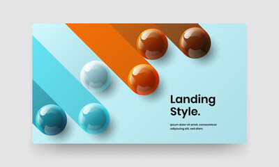 Clean banner vector design illustration. Creative 3D spheres postcard layout.