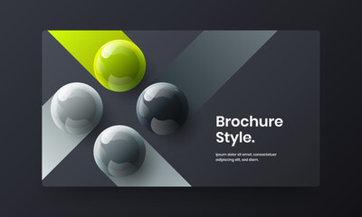 Vivid booklet design vector layout. Clean realistic spheres poster concept.