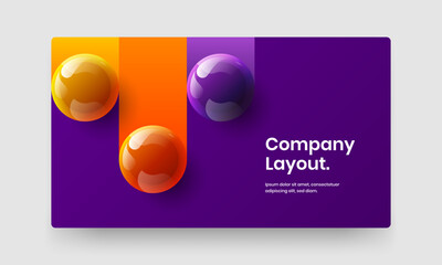 Simple 3D spheres company cover layout. Creative handbill design vector concept.