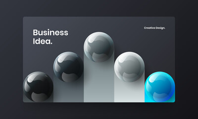 Amazing realistic spheres company cover template. Multicolored pamphlet design vector layout.