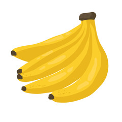 Cartoon bananas. Peel banana, yellow fruit and bunch of bananas. Tropical fruits, banana snack or vegetarian nutrition. Isolated vector illustration icons set,