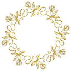 Fototapeta na wymiar Vector golden wreath - romantic decorative elegant border with little flowers.