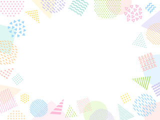 カラフルな手書き風の幾何学模様のフレーム