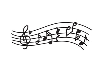 Music note design element in doodle style
