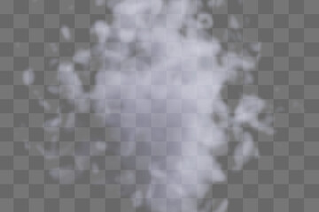 Fog or smoke isolated transparent special effect. White vector cloudiness, mist or smog background.