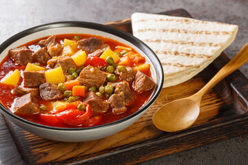Orman Kebabı or in English Forest Kebab is one of the famous dishes of Bolu city of Turkey closeup in the bowl on the table. Horizontal