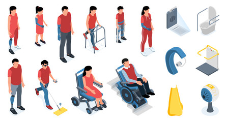 Naklejka premium Technology For Disabled Set