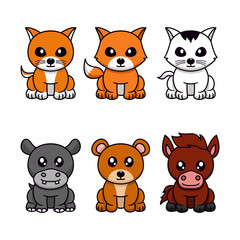 Cute animal illustration vector bundle