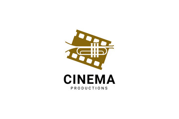 Simple Cinema Logo. With Jazz Music. Flat Vector Logo Design Template Elements Which Can Be Used For Video And Movie Logos.