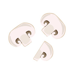 Champignon mushrooms. Whole, half, cut and slicedfresh food. Vector hand drawn illustration.