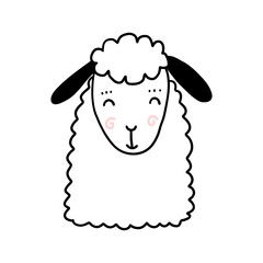 Scandinavian animal face. Nordic cute head. Vector hand drawn face for nurcery print textile