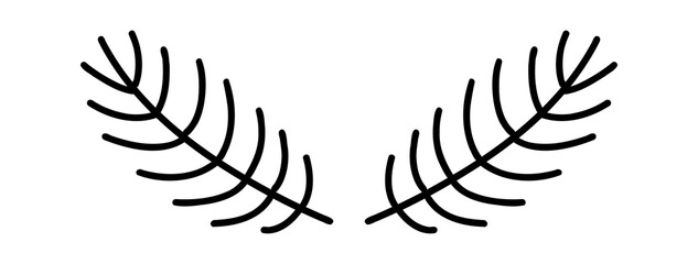 Doodle floral laurel. Hand drawn tree branches with leaves and flowers. illustration