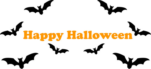 Black silhouettes of bats set on white background.