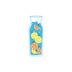 Detox water. Doodle trendy bottle. Vector aqua balance concept