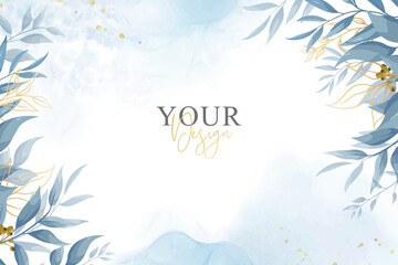 Fototapeta na wymiar Greenery Wedding Invitation Design with Elegant Floral and Watercolor