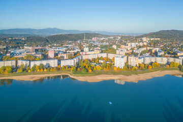Mseno water reservoir in Jablonec nad Nisou from above