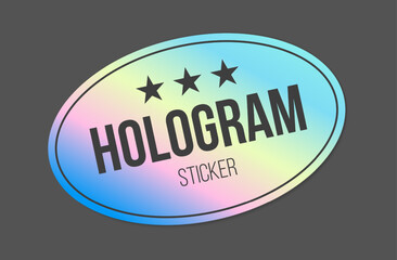 Holographic stickers. Holography gloss shapes. Vector gradient labels mockup