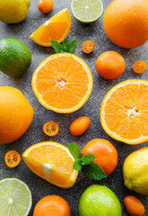 Fresh summer citrus fruits