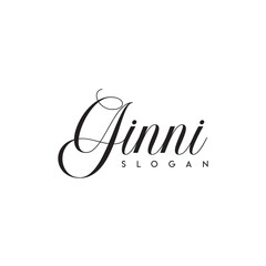 Ginni Vector illustration. Colorful. Hand drawn calligraphy style. Black and white

