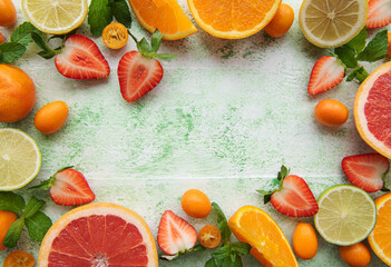 Frame made of ripe fruits