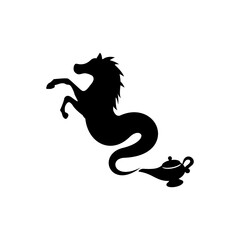 The horse genie company logo vector that came out of the magic lamp
