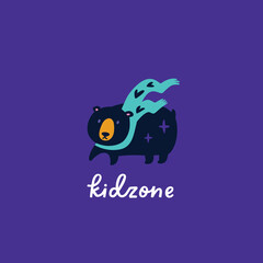 Cartoon bear wearing scarf logo design