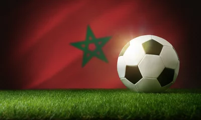 Foto op Plexiglas Morocco national team background with ball and flag © Davizro Photography