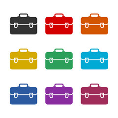 Briefcase icon isolated on white background. Set icons colorful