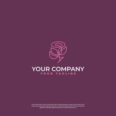 simple modern Minimalist rose flower logo