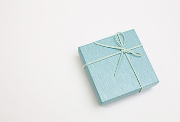 The blue gift box used during the Christmas festival, white background, except the copy area.
