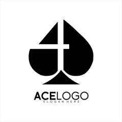 Ace vector logo design with number four concept.