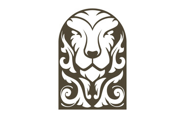 Lion Head Floral Ornamental Logo Design