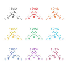 Light bulb idea icon isolated on white background. Set icons colorful