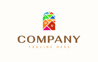 Residential House Colorful Logo Design Template