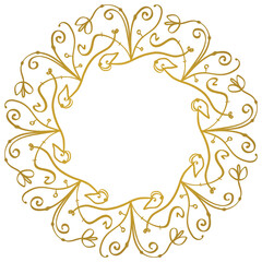 Vector round mandala wreath - elegant romantic 
 floral border.