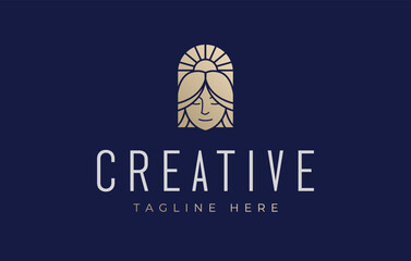 Beautiful Woman Face Morning Logo Design Template