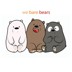 cute bears 3 friends together