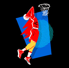illustration of the basketball player silhouette vector