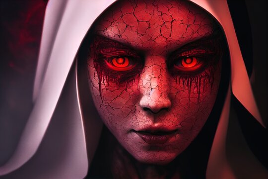illustration of a female nun as demon