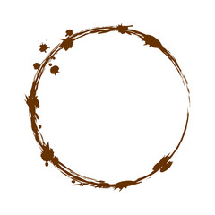 Realistic coffee stain. High-quality drawing by hand with a brush. Stain of hot chocolate, tea or coffee.