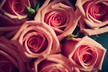Closeup photography of a a bunch of Pink Red Roses