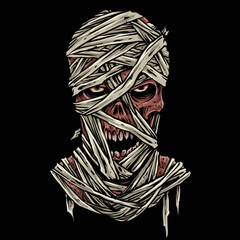 vector of scary face mummy zombie illustration