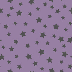 Simple abstract pattern. grey  stars. Lilac background. Fashionable print for textiles, wallpaper and packaging.