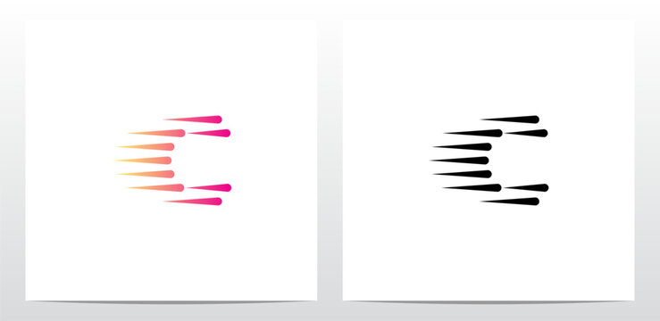 Horizontal Teardrop Shapes Letter Logo Design C