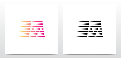 Horizontal Teardrop Shapes Letter Logo Design M