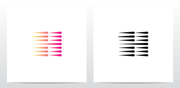 Horizontal Teardrop Shapes Letter Logo Design H