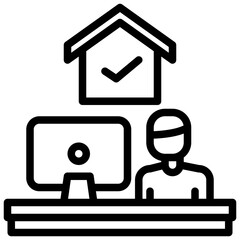 Working at home outline icon