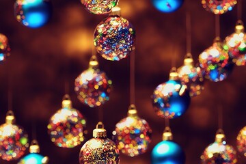 Christmas Lights and Ornaments Seamless Holiday Texture Pattern Tiled Repeatable Tessellation Background Image