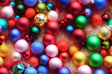 Christmas Lights and Ornaments Seamless Holiday Texture Pattern Tiled Repeatable Tessellation Background Image