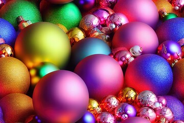 Christmas Lights and Ornaments Seamless Holiday Texture Pattern Tiled Repeatable Tessellation Background Image